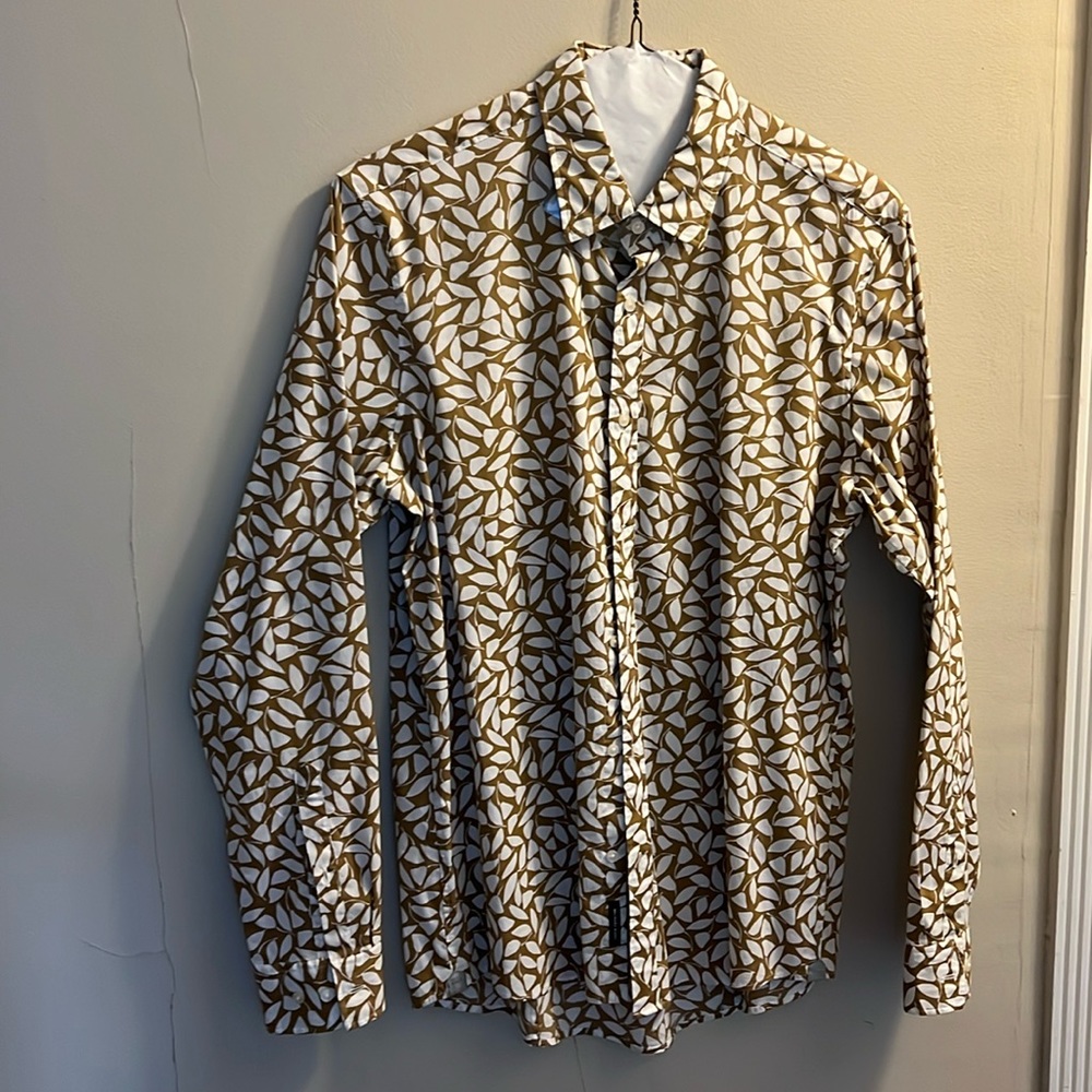 MICHAEL KORS  Trim Strech Mens dress shirt size Large